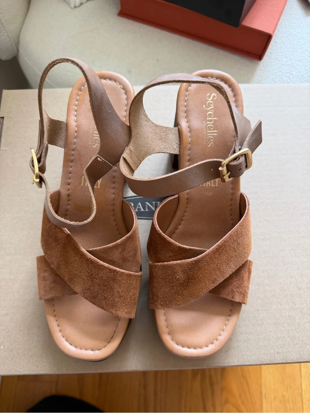 Seychelles Brown Suede Platform Sandal with Buckle